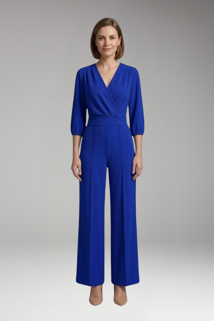 Women's Jumpsuit with Sleeves and Button Waist