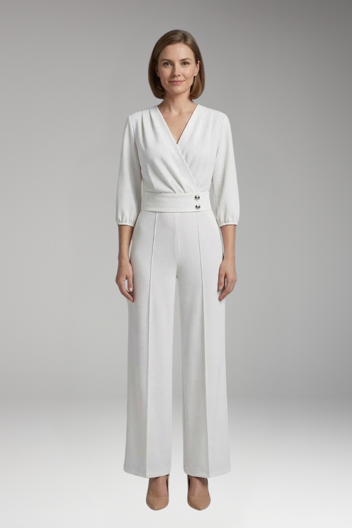 Women's Jumpsuit with Sleeves and Button Waist