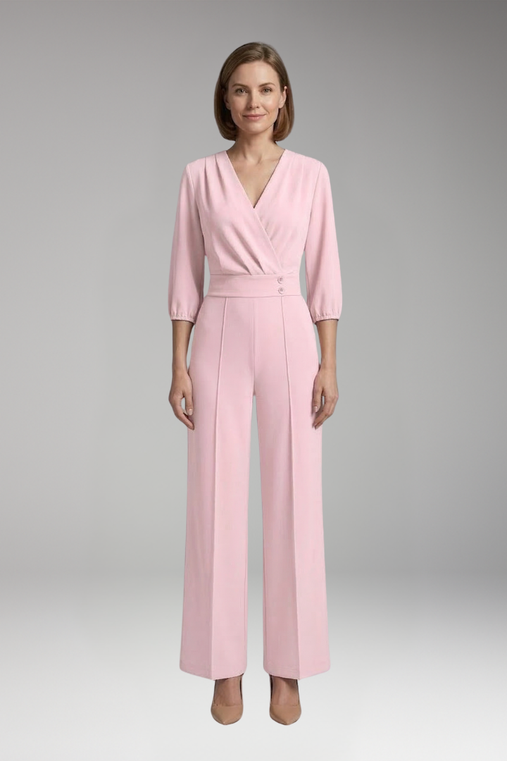 Women's Jumpsuit with Sleeves and Button Waist