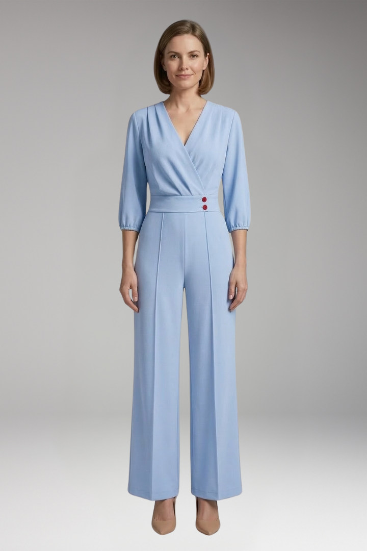 Women's Jumpsuit with Sleeves and Button Waist