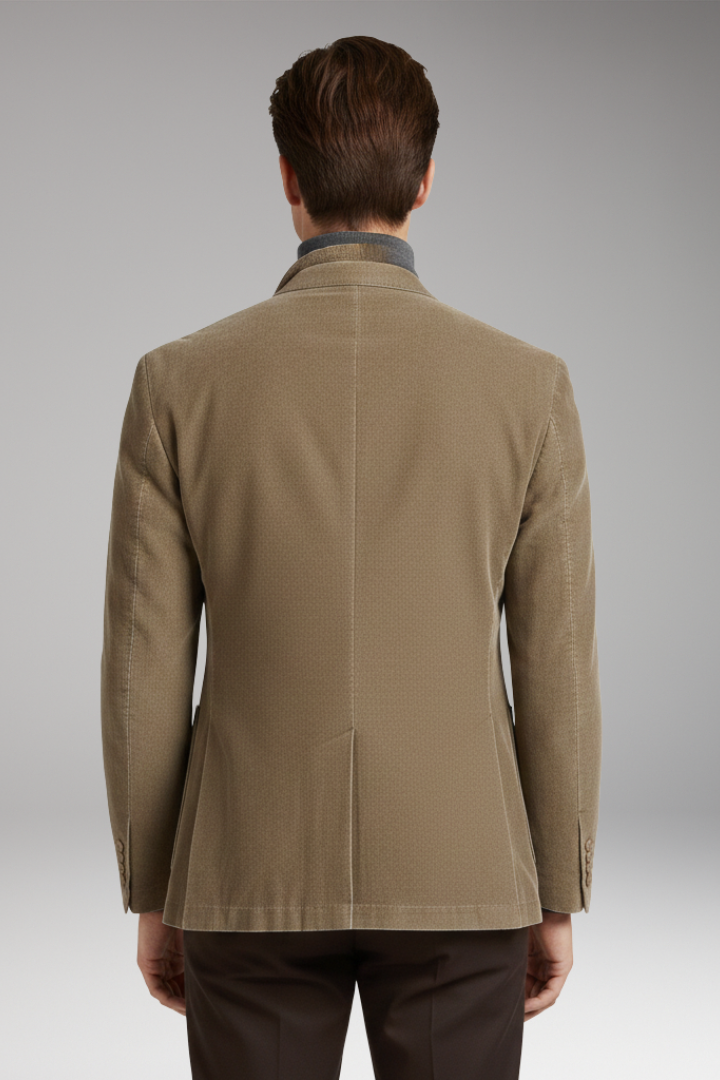 Men’s Blazer with Notched Lapel and Corduroy Surface