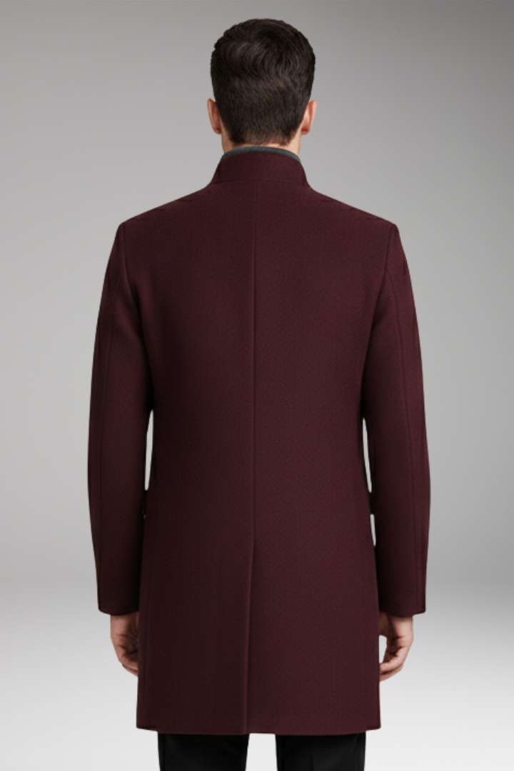 Men’s Coat with Stand-Up Collar and Quilted Lining