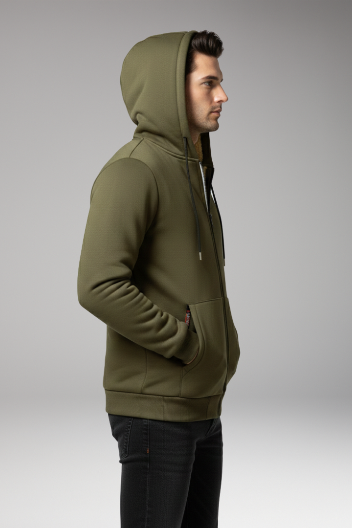 Men’s Hooded Jacket with Zip Fastening and Front Pockets