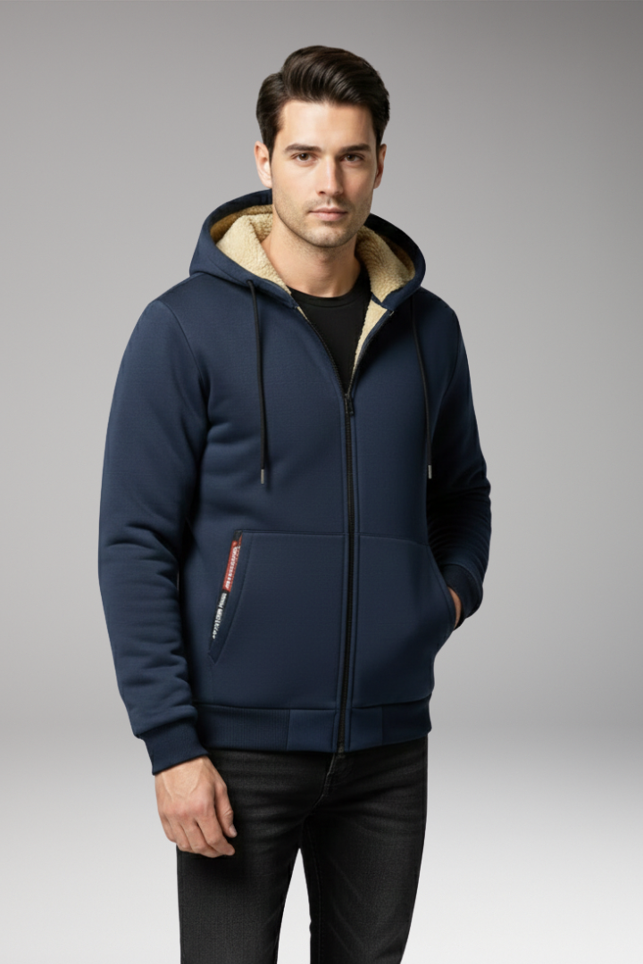 Men’s Hooded Jacket with Zip Fastening and Front Pockets