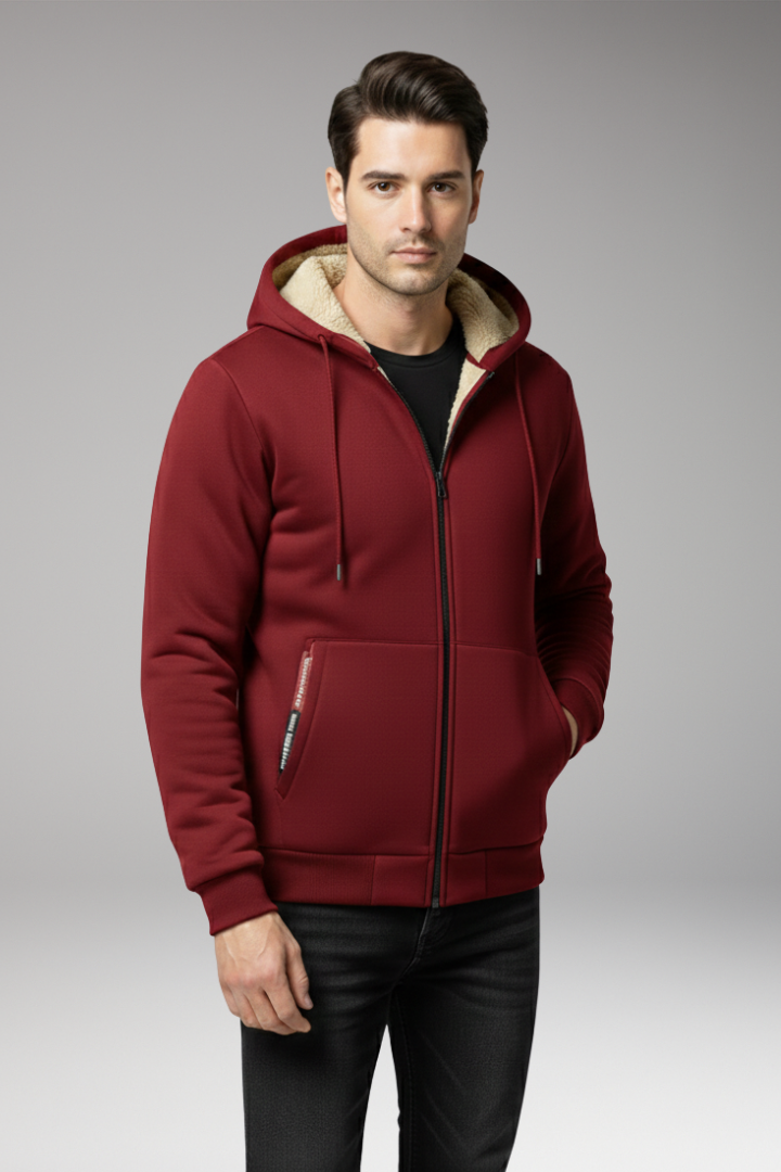 Men’s Hoodie with Zipper and Fleece Lining