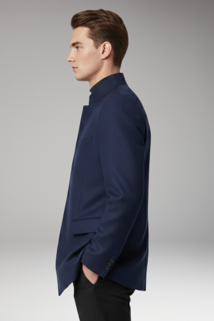 Men’s Jacket with Structured Collar and Straight Cut
