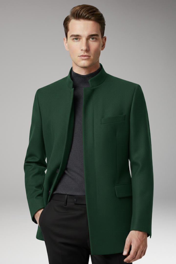 Men’s Jacket with Structured Collar and Straight Cut