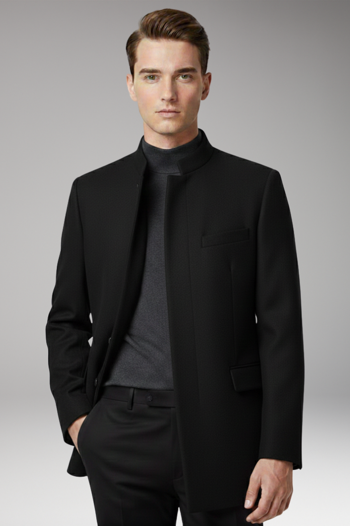 Men’s Jacket with Structured Collar and Straight Cut