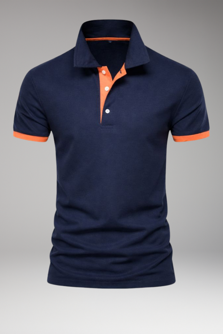 Men’s Polo Shirt with Contrasting Collar and Buttoned Placket