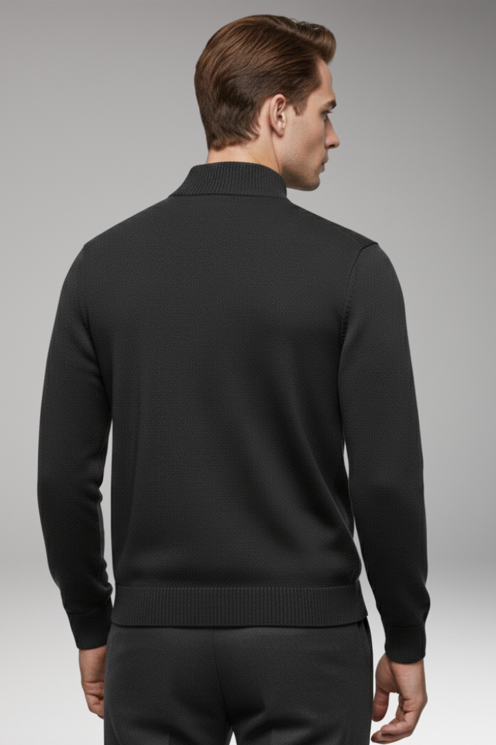 Men’s Sweatshirt with Half-Zip and Ribbed Cuffs