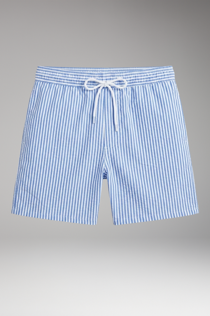 Men’s Swim Shorts with Striped Design and Drawstring Waistband