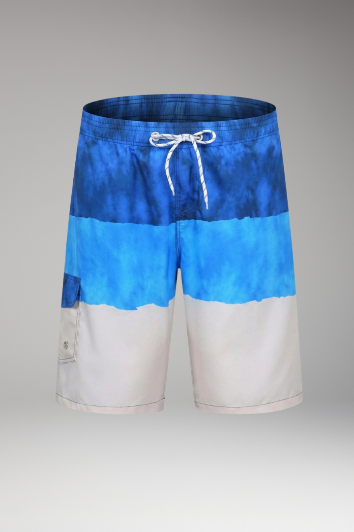 Men’s Swim Shorts with Elastic Waistband and Striped Pattern