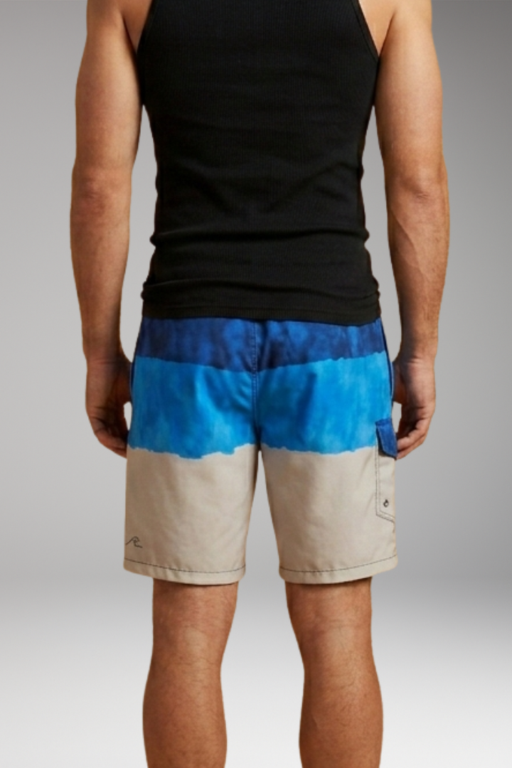 Men’s Swim Shorts with Elastic Waistband and Striped Pattern