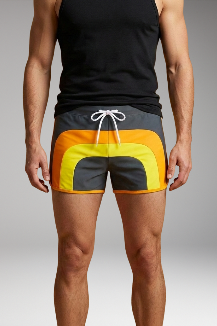 Men’s Swim Trunks with Drawstring Waistband and Sporty Design