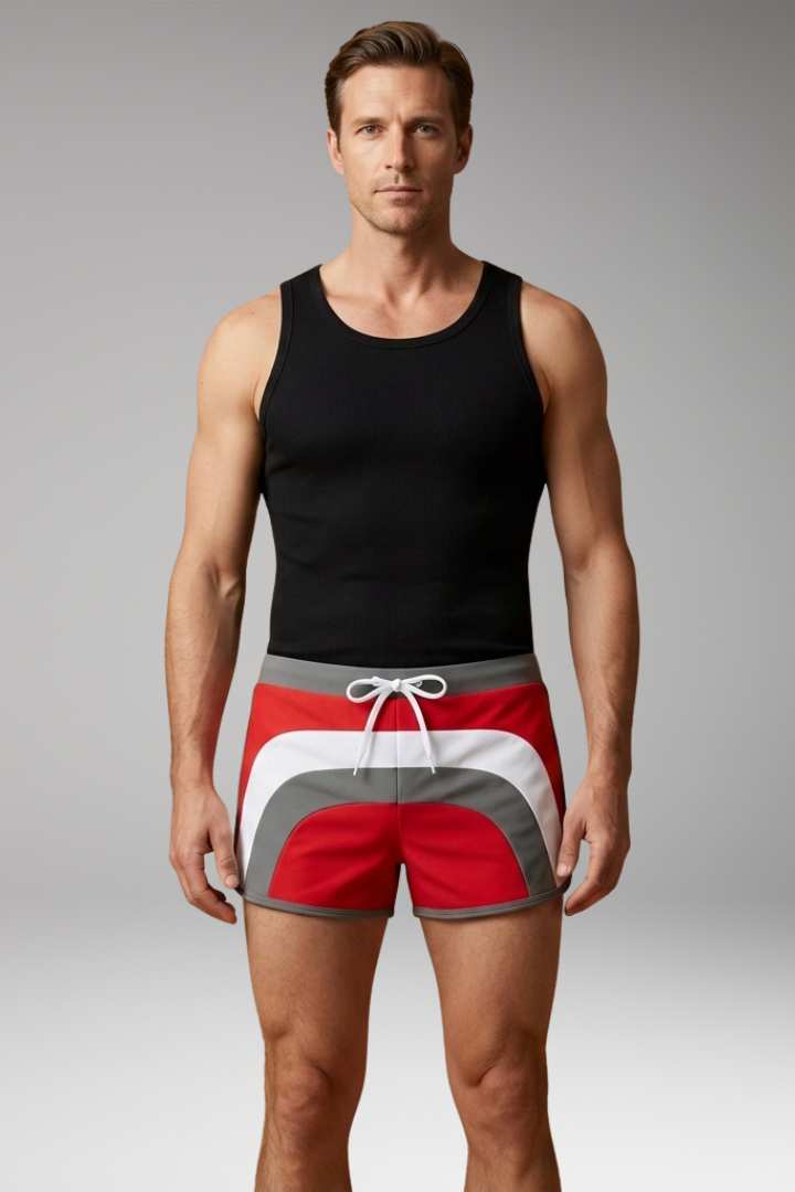 Men’s Swim Trunks with Drawstring Waistband and Sporty Design