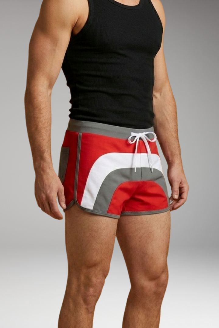 Men’s Swim Trunks with Drawstring Waistband and Sporty Design