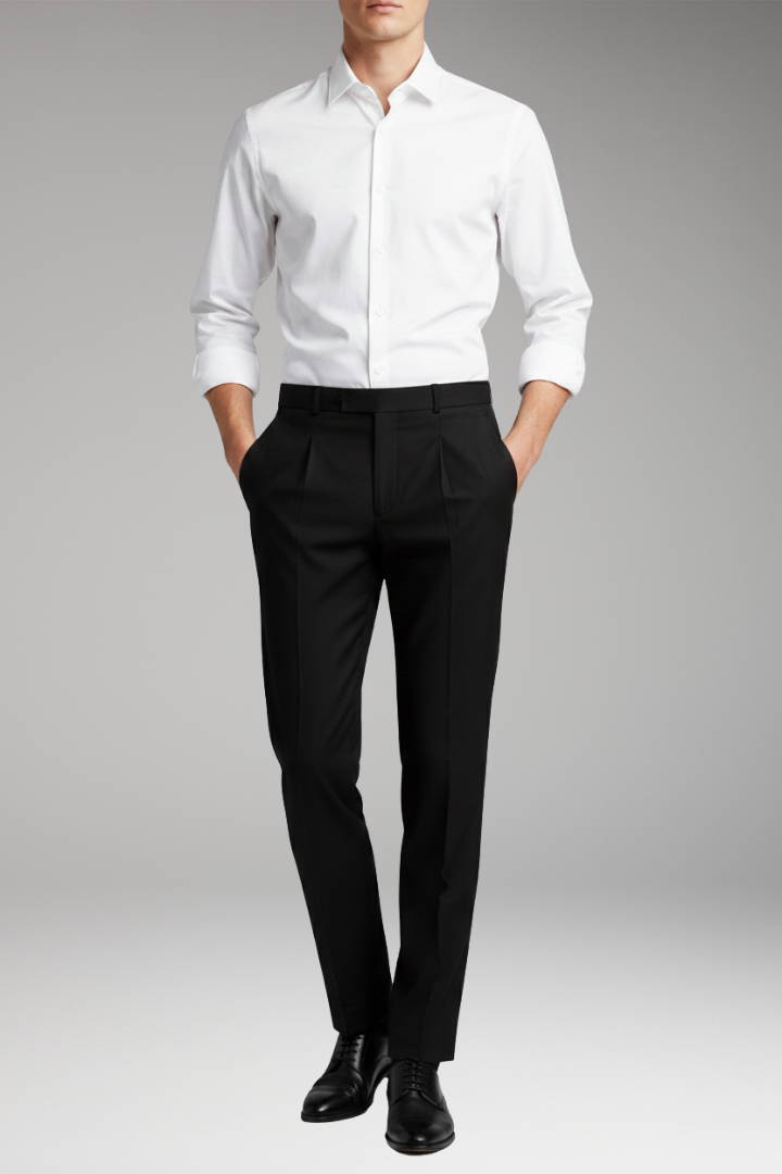 Men’s Trousers with High Waist and Adjustable Buckle