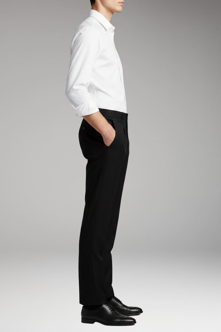 Men’s Trousers with High Waist and Adjustable Buckle