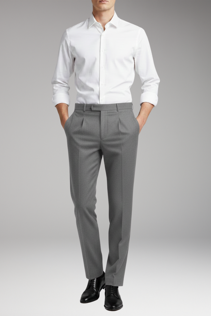 Men’s Trousers with High Waist and Adjustable Buckle