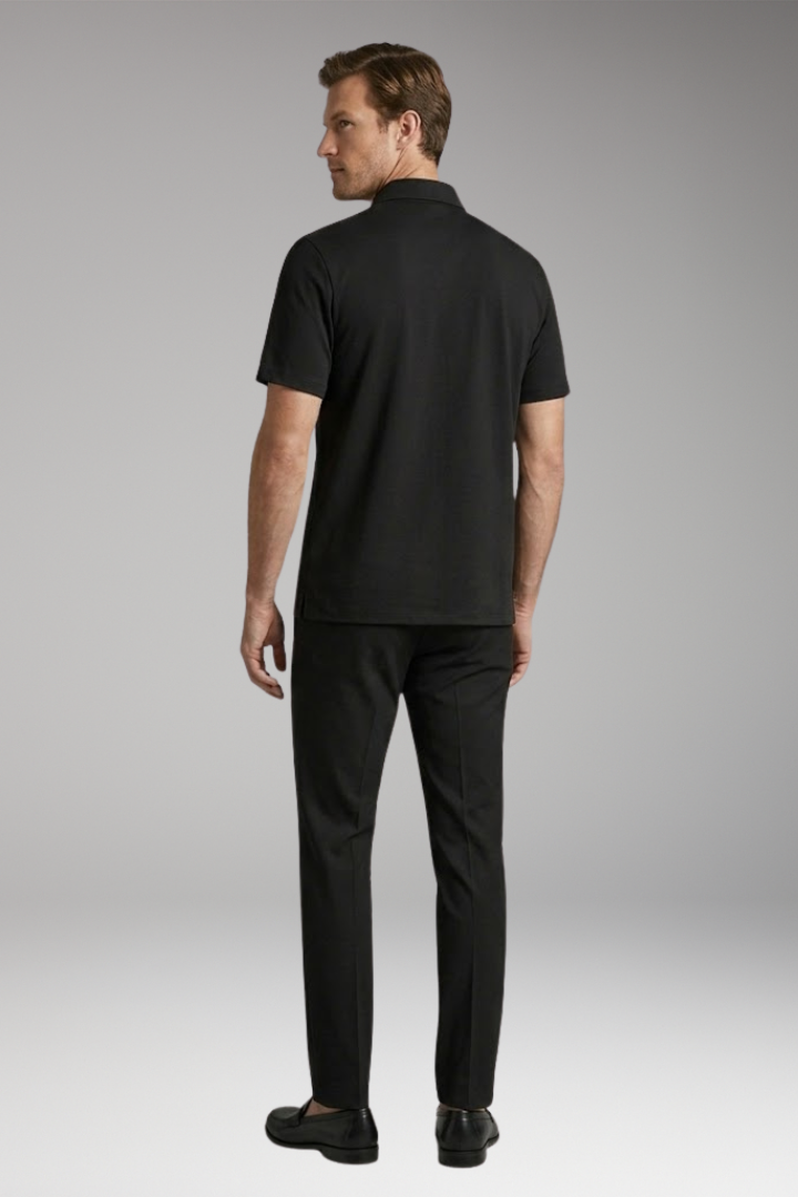 Men’s Two-Piece Set with Short-Sleeve Shirt and Slim-Fit Trousers