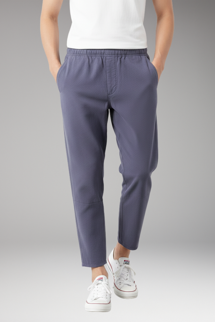 Men’s Cropped Trousers with Elastic Waist and Side Pockets