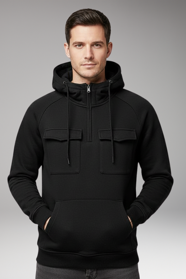 Men’s Hoodie with Long Sleeves and Multiple Pockets