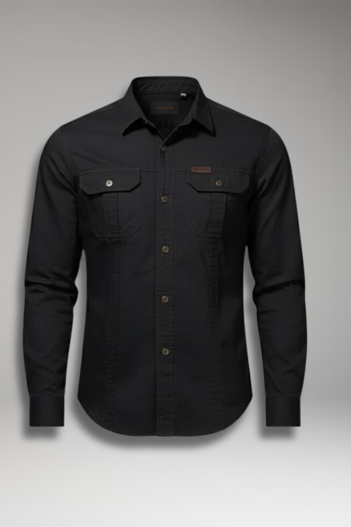 Men’s Long-Sleeve Cargo Shirt with Chest Pockets