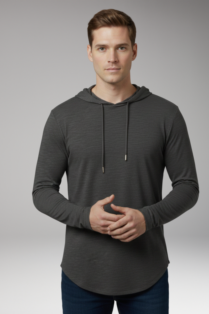 Men’s Outdoor Hoodie with Drawstring Hood and Front Pocket