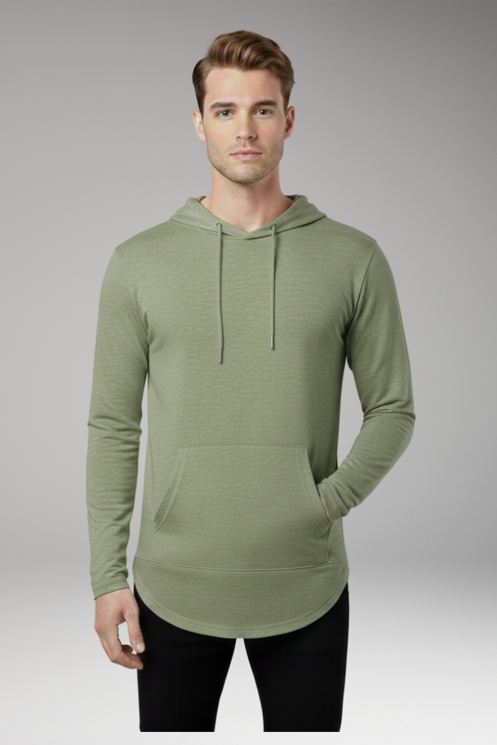 Men’s Outdoor Hoodie with Drawstring Hood and Front Pocket