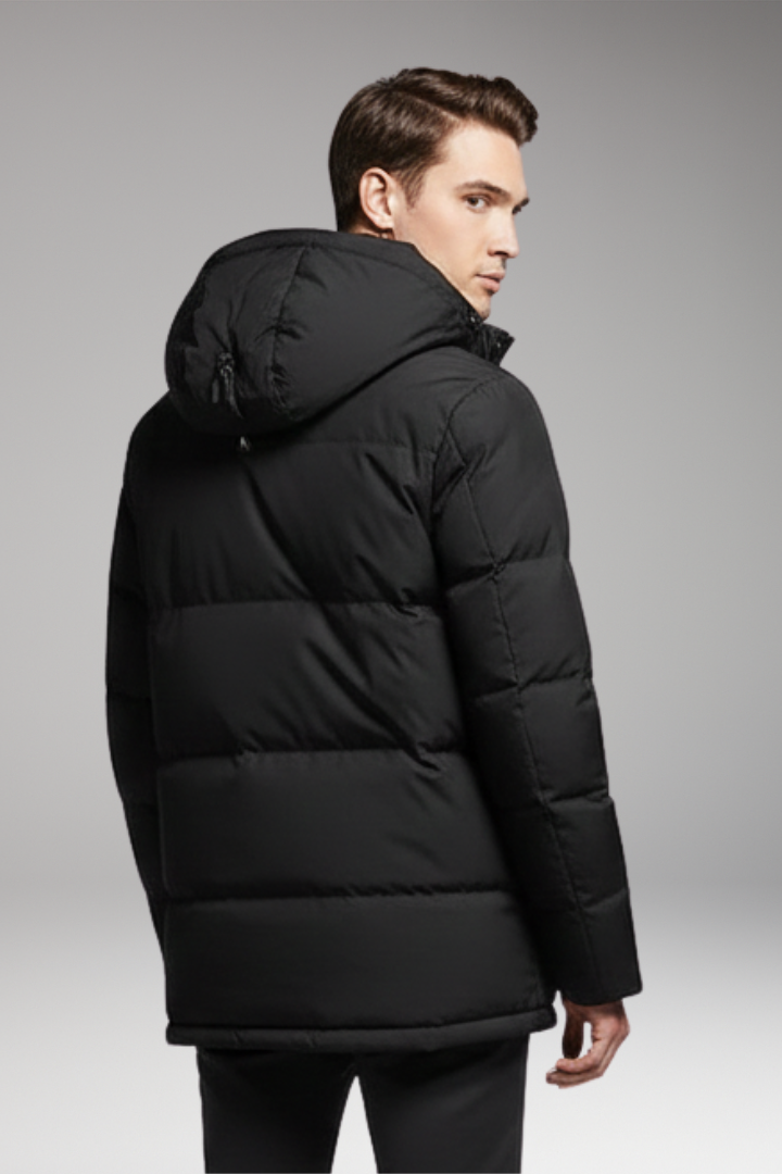 Men’s Parka Jacket with Adjustable Hood and Zipper Closure