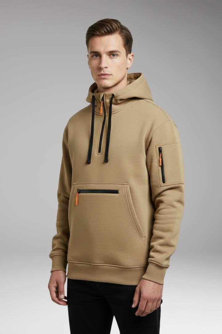 Men’s Sports Hoodie with Multiple Pockets and Drawstring Hood