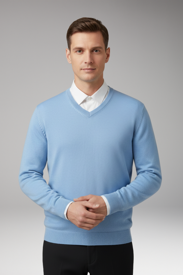 Men’s Jumper with Crew Neck and Ribbed Hem