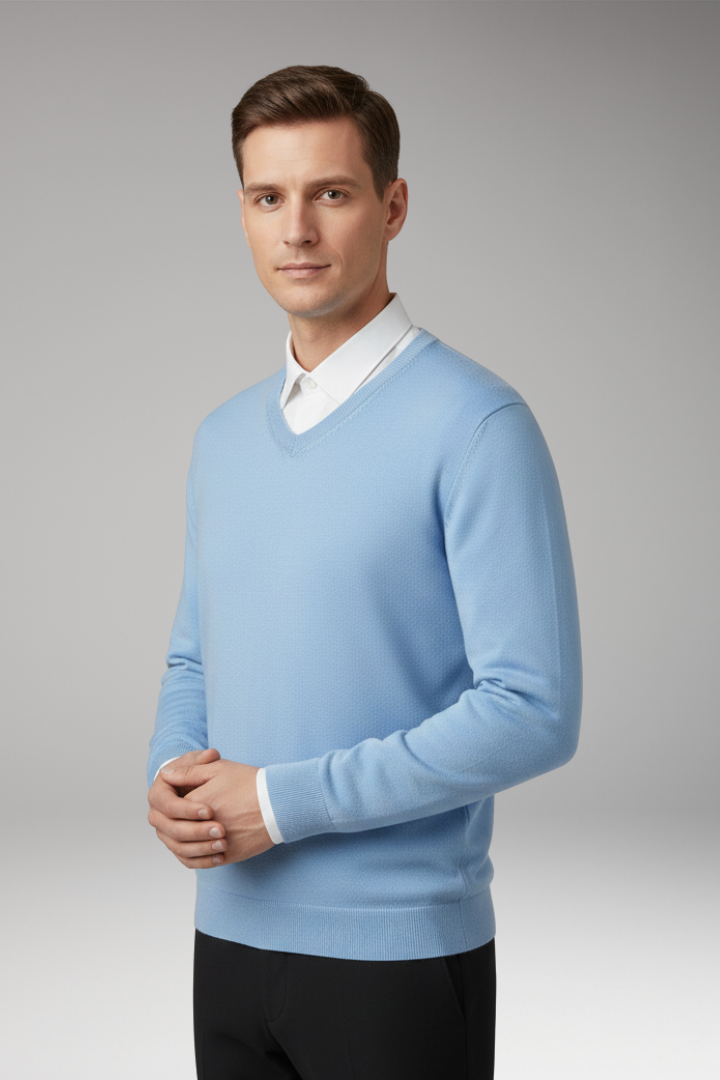 Men’s Jumper with Crew Neck and Ribbed Hem