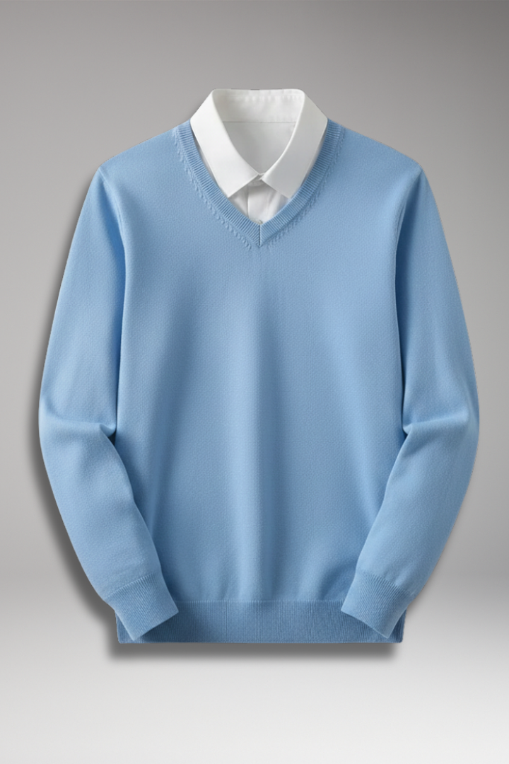 Men’s Jumper with Crew Neck and Ribbed Hem
