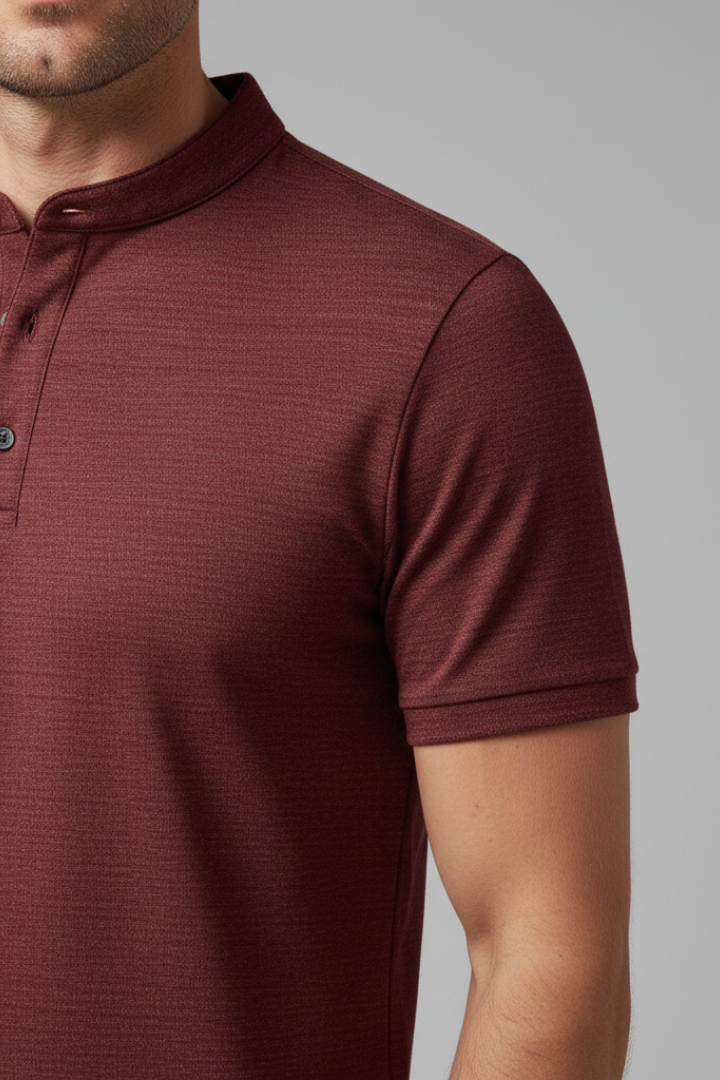 Men's Polo Shirt with Collared Neck and Button Placket