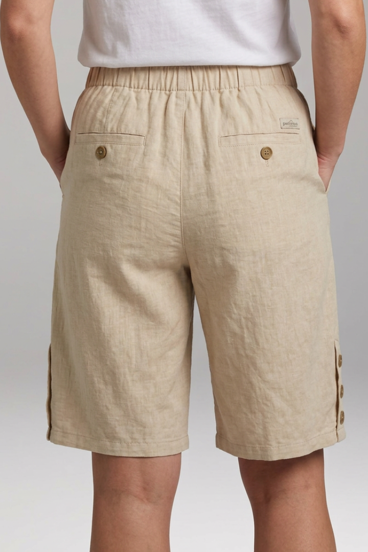 Women’s Bermuda Shorts with Elastic Waist and Button Details