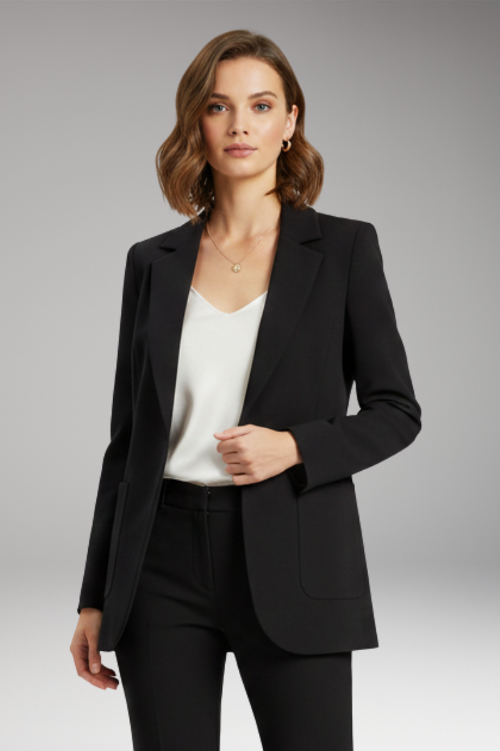 Women’s Blazer with Open Front and Lapel Collar