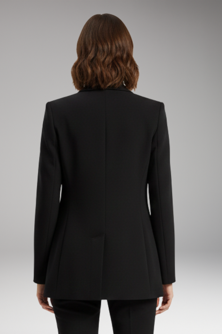 Women’s Blazer with Open Front and Lapel Collar