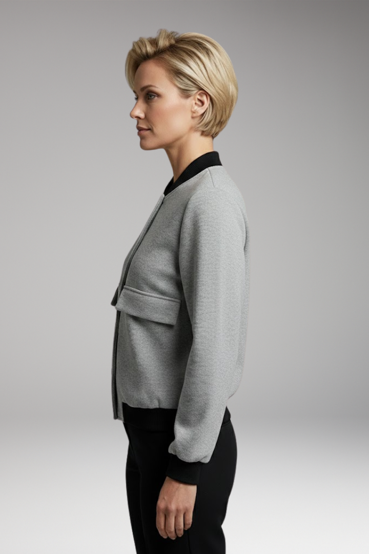 Women’s Bomber Jacket with Colour Blocking and Long Sleeves