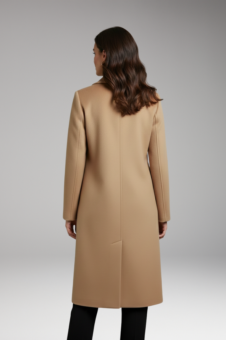 Women’s Coat with Notched Collar and Button Placket