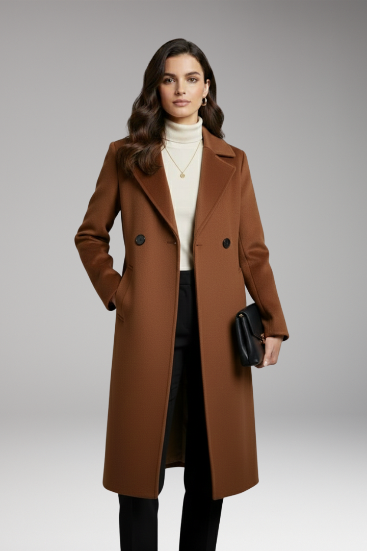 Women’s Coat with Notched Collar and Button Placket