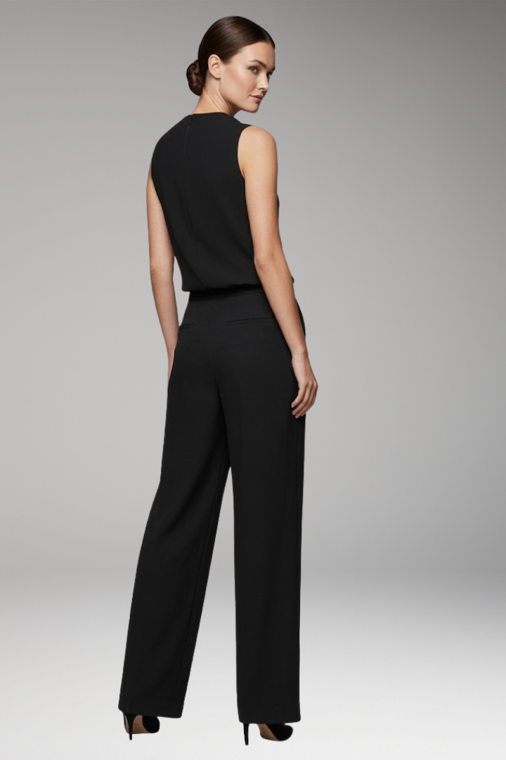 Women's Jumpsuit with Round Neck and Wide Legs