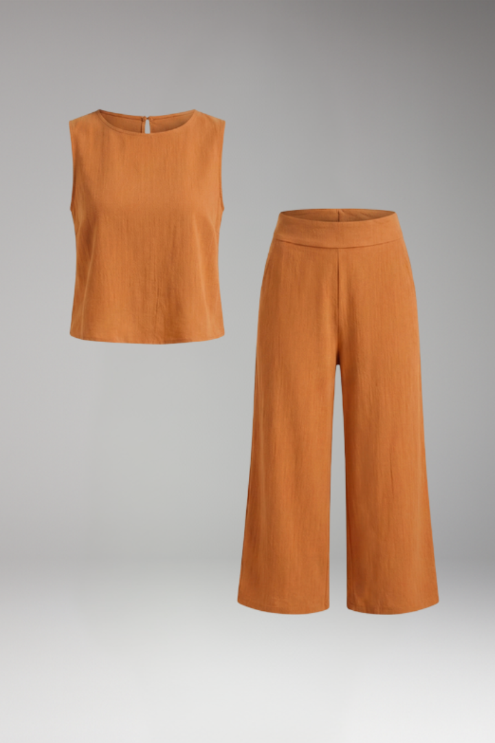 Women's Jumpsuit with Sleeveless Top and Wide Leg Trousers