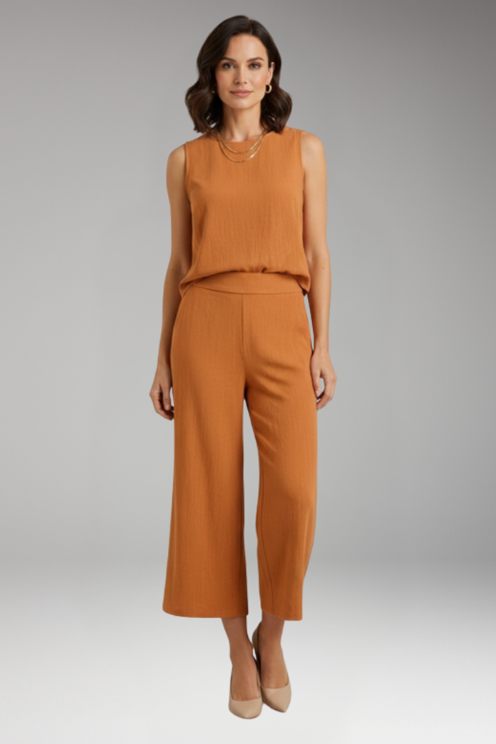 Women's Jumpsuit with Sleeveless Top and Wide Leg Trousers