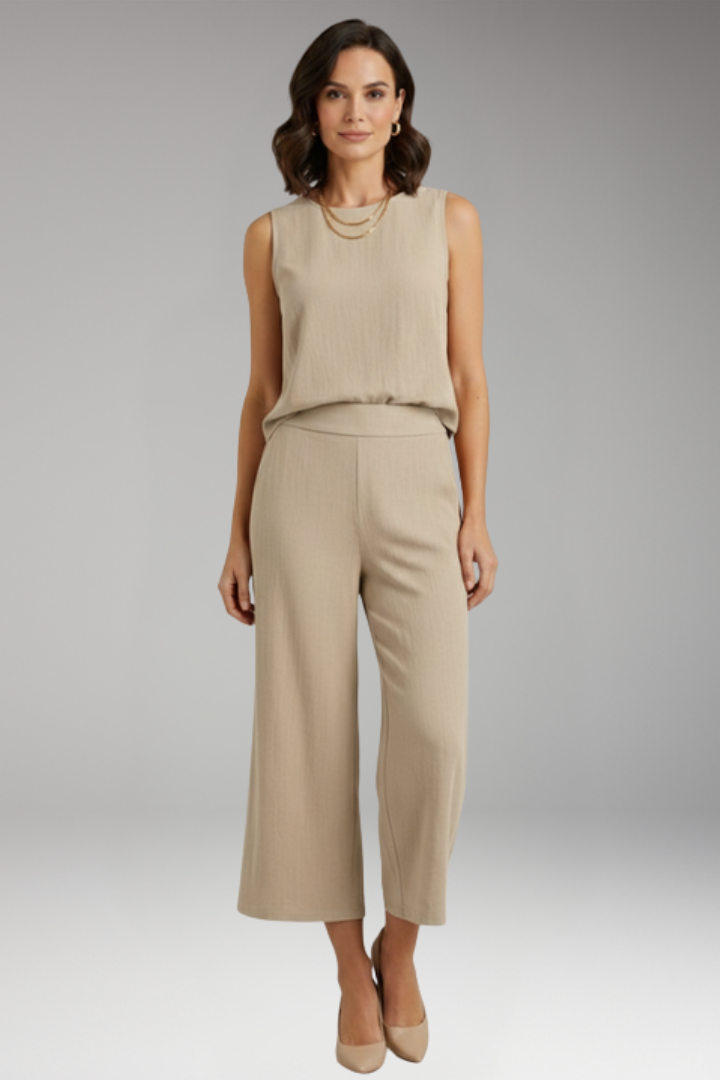 Women's Jumpsuit with Sleeveless Top and Wide Leg Trousers