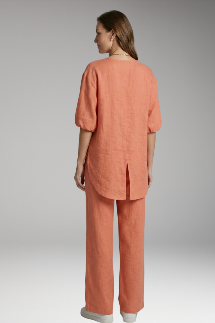 Women's Loungewear Set with Short Sleeves and Wide-Leg Trousers