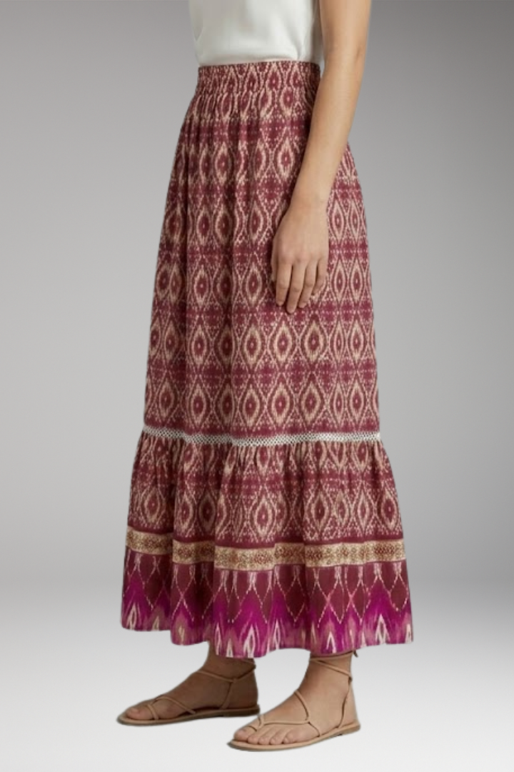 Women’s Maxi Skirt with High Waist and Tiered Layers
