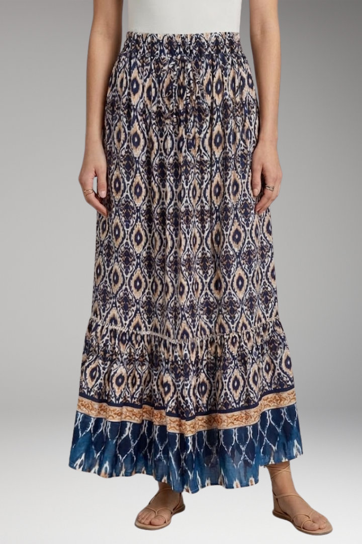 Women’s Maxi Skirt with High Waist and Tiered Layers