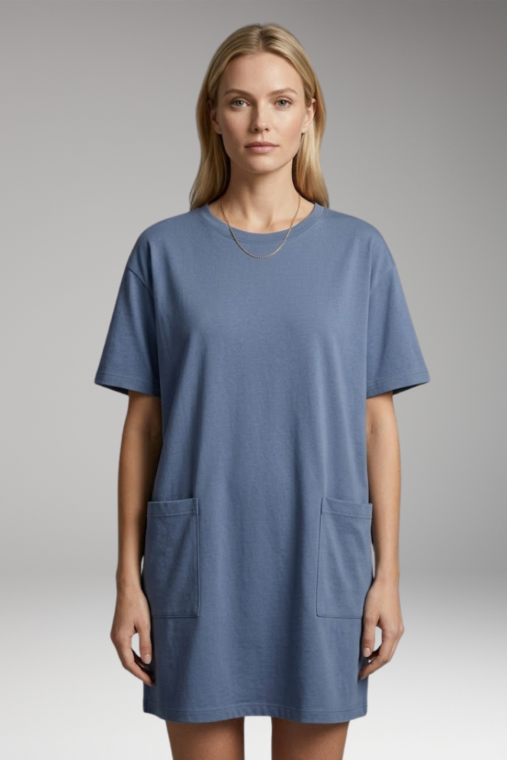 Women’s Oversized T-Shirt Dress with Side Pockets