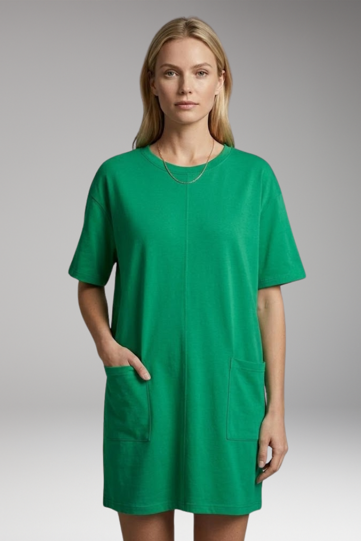 Women’s Oversized T-Shirt Dress with Side Pockets